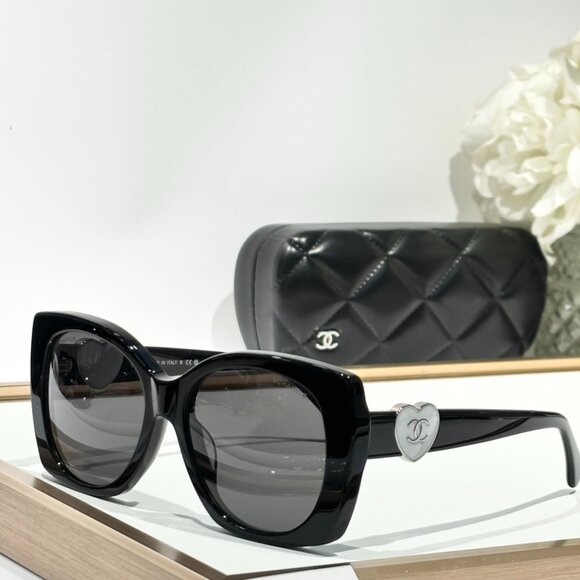 Chanel Square Sunglasses Acetate Black - Picture 1 of 7